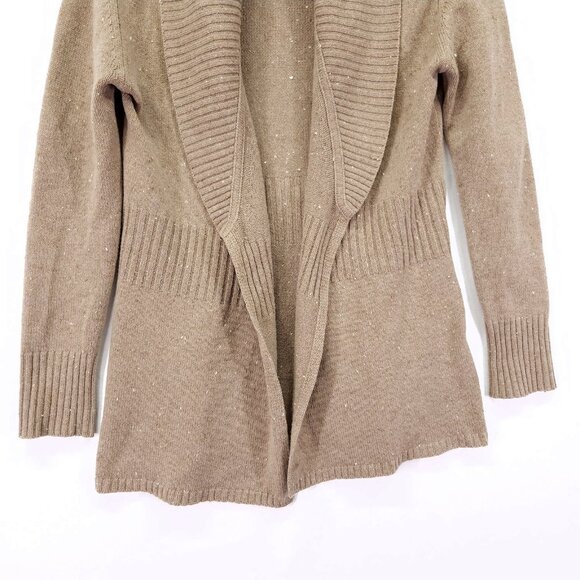 Autumn Cashmere Ribbed Drape Cardigan Size Small Open Front Nep Beige Sweater - Picture 10 of 13